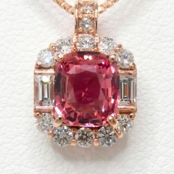【コンビニ受取対応商品】 非加熱パパラチアサファイア ダイヤモンドネックレス 1.03ct PDS サファイア