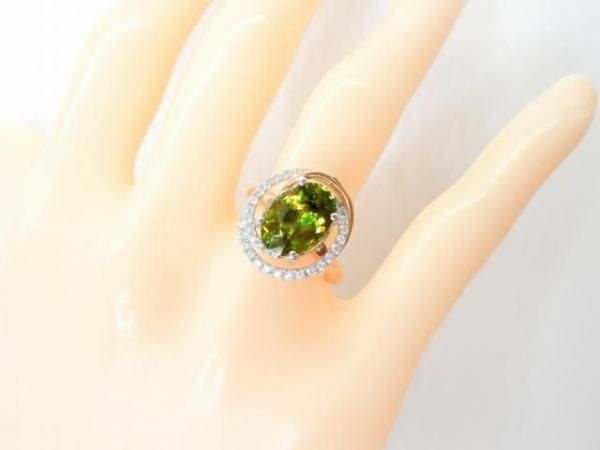 『専用です』天然 スフェーン ダイヤモンド リング 計3.47ct PT 大粒 2.96ct】天然スフェーン エメラルドカット 天然