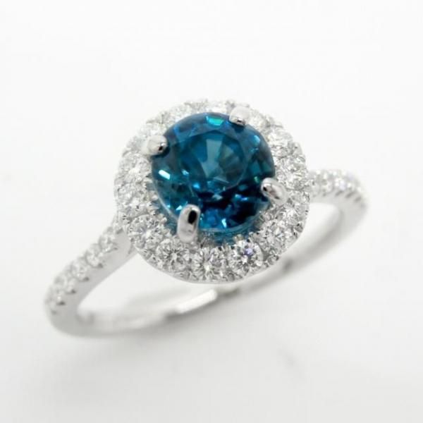 ブルージルコン ダイヤモンドリング ZI 1.60ct D 0.40ct Pt900