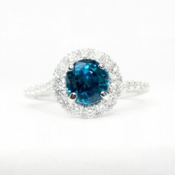 ブルージルコン ダイヤモンドリング ZI 1.60ct D 0.40ct Pt900