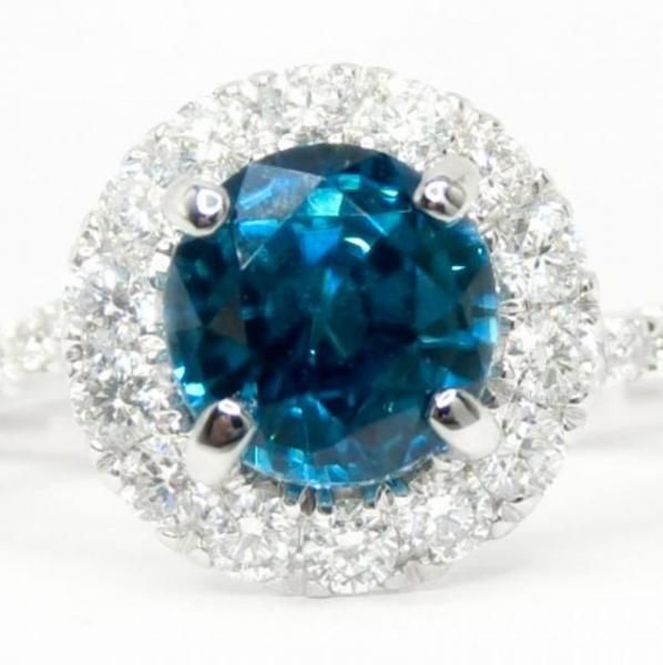 大人気定番商品 ブルージルコン ダイヤモンドリング ZI 1.60ct D 0.40ct Pt900 アクセサリー