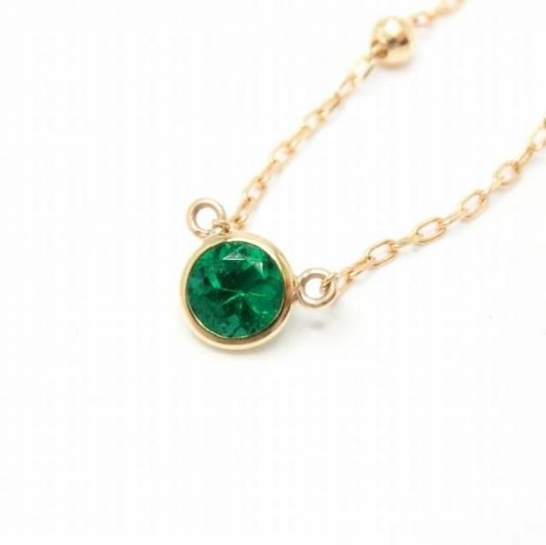 エメラルド エメラルド ステーションネックレス EM 0.22ct K18YG 日独宝石研究所