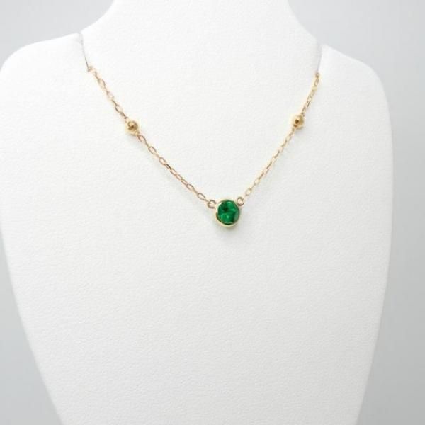 （未使用） エメラルド ネックレス エメラルド ダイヤモンドネックレス EM 0.28ct D 0.16ct 45cm Pt900 日