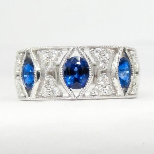 サファイアリング サファイア ダイヤモンドバンドリング SA 1.25ct D 0.33ct K18WG