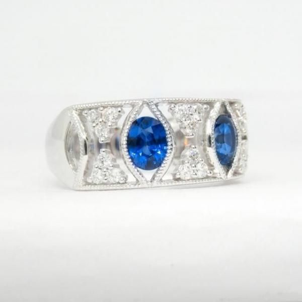 サファイア ダイヤモンドバンドリング SA 1.25ct D 0.33ct K18WG