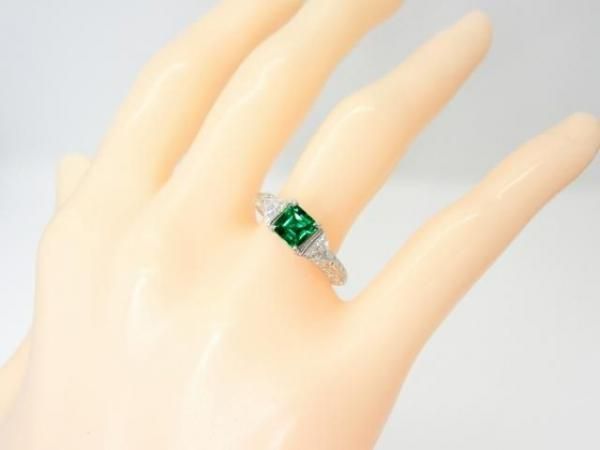【コロンビア産】天然エメラルド1.49ct Pt900（鑑別書付）8.5号 PT900 0.57ct天然コロンビア産エメラルド・ダイヤモンドリング