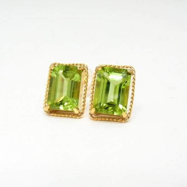 エメラルドカットペリドットピアス PE 1.0ct 1.0ct K18YG GGSJ