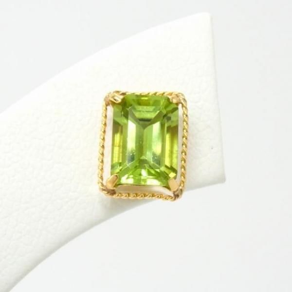 【最終値下げ】ペリドット ピアス 2.00カラット エメラルドカットペリドットピアス PE 1.0ct 1.0ct K18YG GGSJ