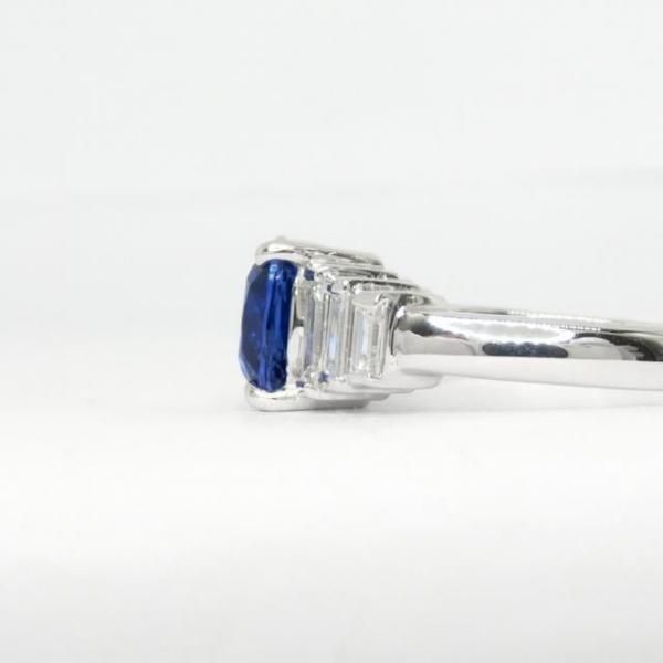 クッションタンザナイト バゲットカットダイヤモンドリング TA 2.25ct