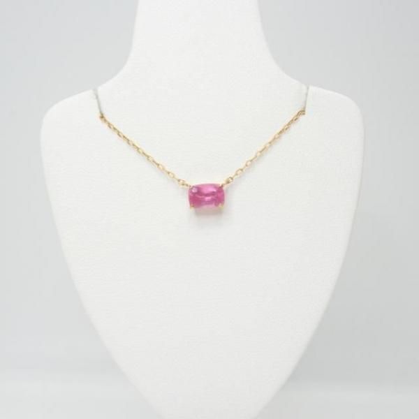 ミルキーピンクスピネルネックレス SP 1.21ct 40cm K18YG 日独宝石研究