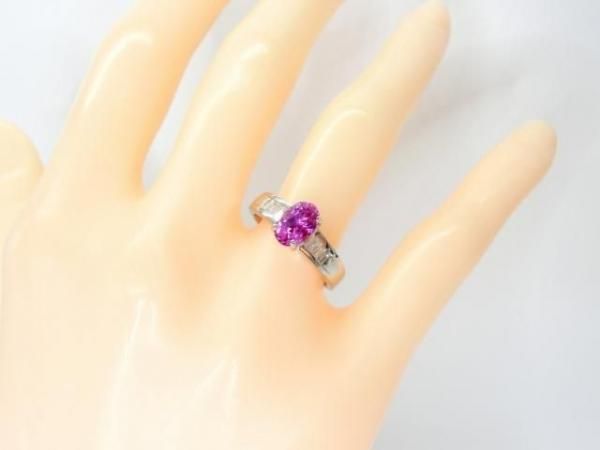 ピンクサファイア バゲットカットダイヤモンドリング PS 1.398ct