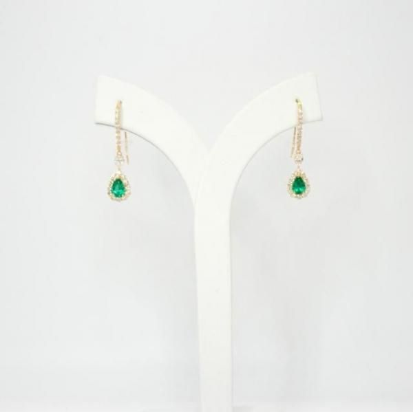 エメラルド ペアシェイプダイヤモンド ジプシーピアス EM 0.21ct