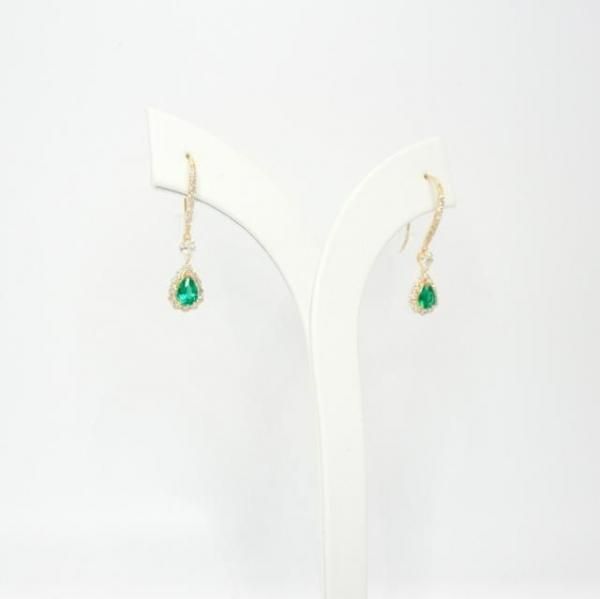 エメラルド ペアシェイプダイヤモンド ジプシーピアス EM 0.21ct 0.22