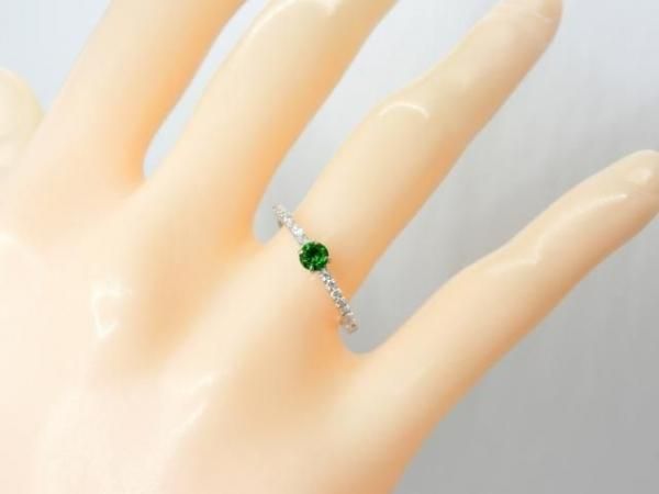 デマントイドガーネット ダイヤモンド リング Pt950 希少 Pt950 デマントイドガーネット ダイヤモンド リング 0.18ct