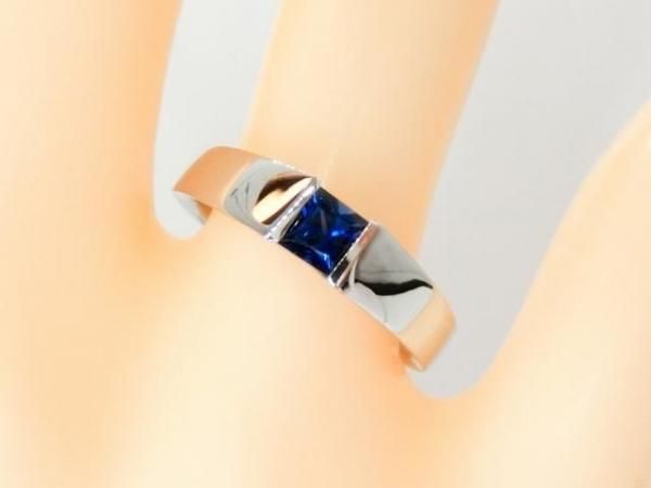 プリンセスカットブルーサファイア ダイヤモンドリング SA 0.41