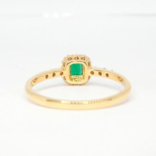 エメラルド ダイヤモンドリング EM 0.14ct D 0.22ct K18YG 日独