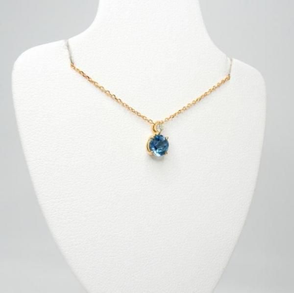 K18WG 天然　ダイヤモンド　サンタマリアアクアマリン　ペンダントネックレス K18 サンタマリア・アクアマリン＆ダイヤモンドのネックレス ~Ello