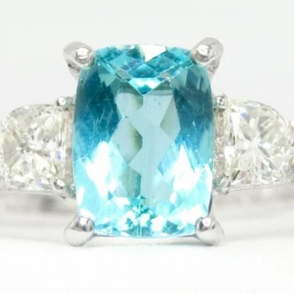 クッションシェイプパライバトルマリン ダイヤモンドリング PA