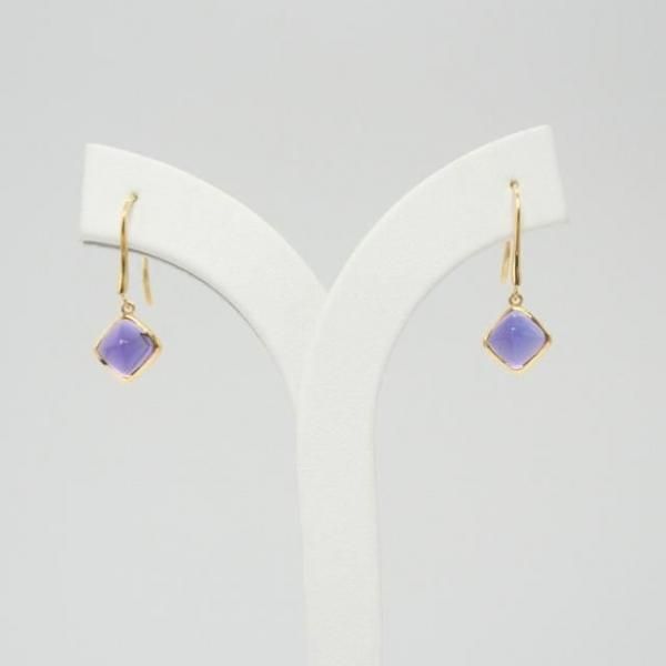 アメジスト リーフカービングピアス ガーベラアメジストK18ピアス｜2月誕生石 11月誕生花