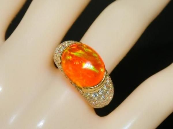 メキシコオパール パヴェダイヤモンドリング OP 5.15ct D 1.60ct K18YG