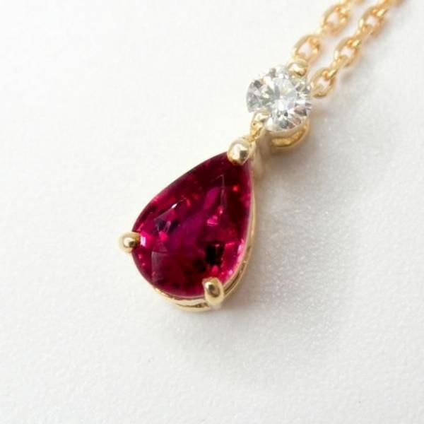 非加熱ルビー ダイヤモンドネックレス R 0.45ct D 0.05ct 45cm