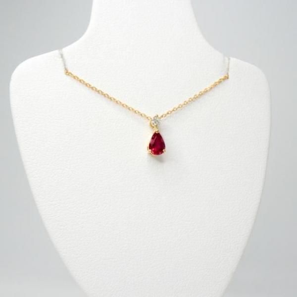 非加熱ルビー ダイヤモンドネックレス R 0.45ct D 0.05ct 45cm