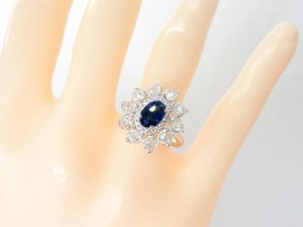 サファイア＆ダイヤモンドリング高品質 非加熱ブルーサファイア ダイヤモンドリング SA 1.53ct D 0.36ct