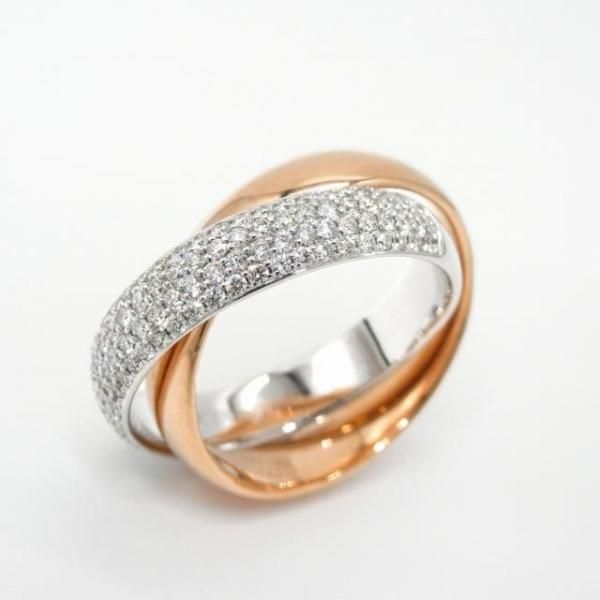 【新品】K18WG 2ct パヴェダイヤモンドリング パヴェダイヤモンド 2連リング D 0.60ct K18WG/PG BOUTIQUE LINE