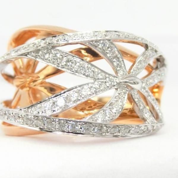 リボンモチーフ ダイヤモンドリング D 0.68ct K18PG/WG BOUTIQUE LINE