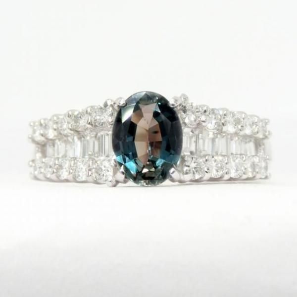 ブラジル産アレキサンドライト バゲットカットダイヤモンドリング AX