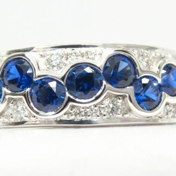 サファイア ドットモチーフダイヤモンドリング SA 0.77ct D 0.14ct