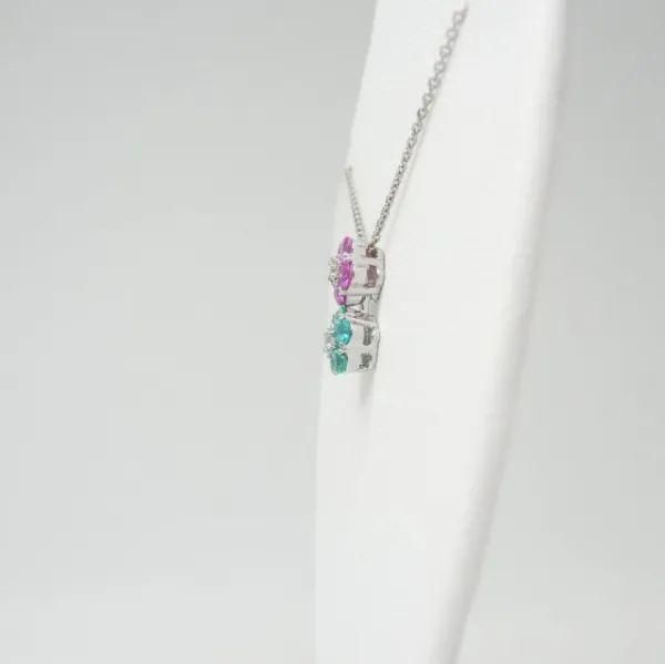 パライバ付きコンクパールネックレス ブラジル産パライバトルマリン パープルサファイア ダイヤモンド