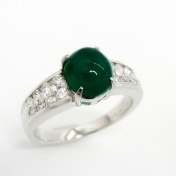 コロンビア産カボションエメラルド ダイヤモンドリング EM 1.76ct D