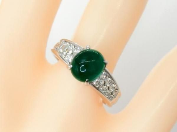 コロンビア産カボションエメラルド ダイヤモンドリング EM 1.76ct D