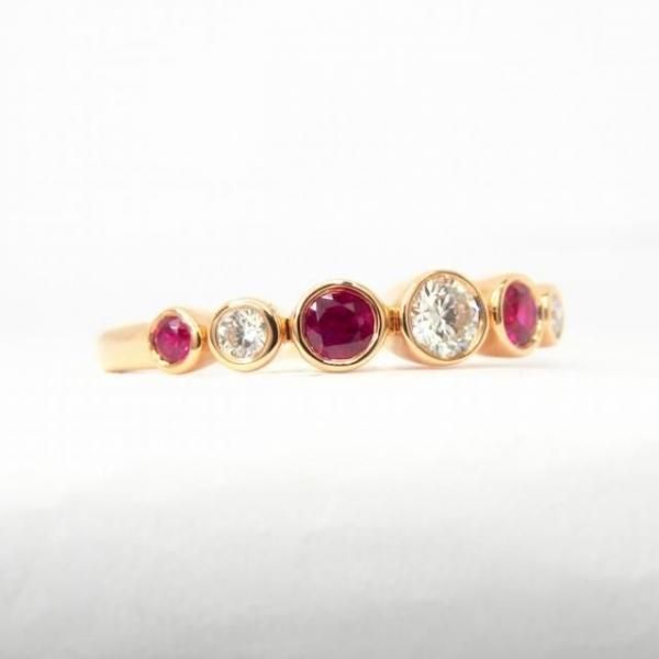 ダイヤモンド ルビーハーフエタニティリング D 0.21ct R 0.28ct K18PG