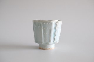 山口博子　たたら角ぐい呑（D）/ PorcelainTatara(slab building) sake cup D