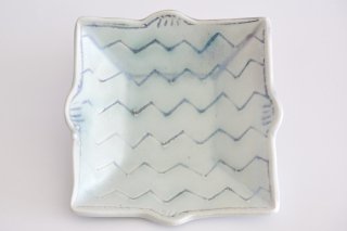 山口博子　たたら四角小皿 B / Porcelain Tatara(slab building)square plate B
