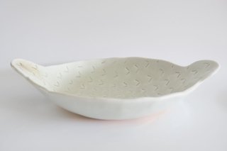 山口博子　カレー皿  / Porcelain Tatara(slab building) curry plate 