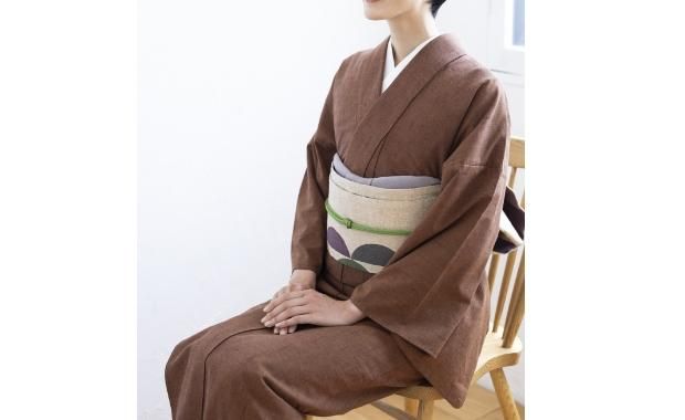 遠州木綿 ベージュ系マルチカラーストライプ 着物反物 幅41.5cm