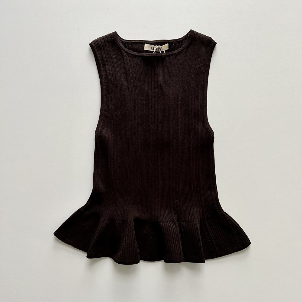 <img class='new_mark_img1' src='https://img.shop-pro.jp/img/new/icons20.gif' style='border:none;display:inline;margin:0px;padding:0px;width:auto;' />high twist cotton ribbed-knit sleeveless top - dark brown - 40%off