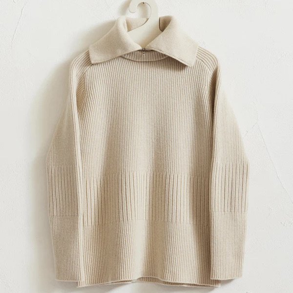 <img class='new_mark_img1' src='https://img.shop-pro.jp/img/new/icons20.gif' style='border:none;display:inline;margin:0px;padding:0px;width:auto;' />rib knit zip pullover - Ivory - 40％off