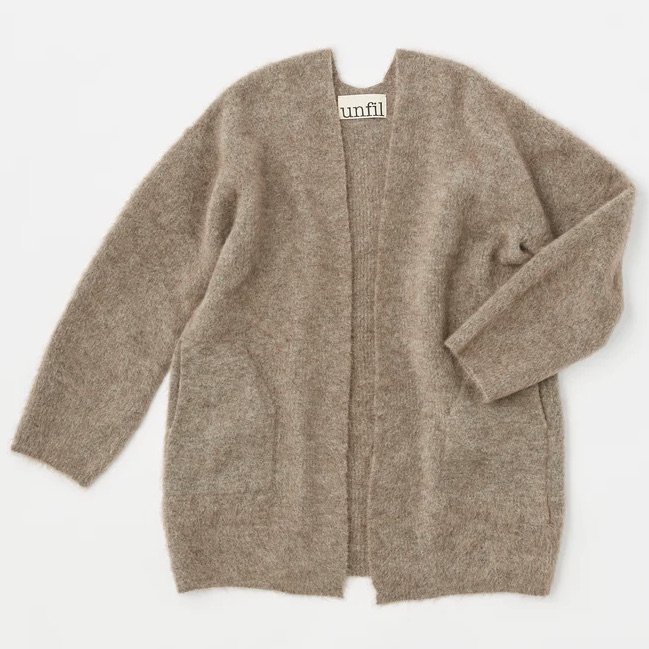 <img class='new_mark_img1' src='https://img.shop-pro.jp/img/new/icons14.gif' style='border:none;display:inline;margin:0px;padding:0px;width:auto;' />stretch superkid mohair cardigan - taupe