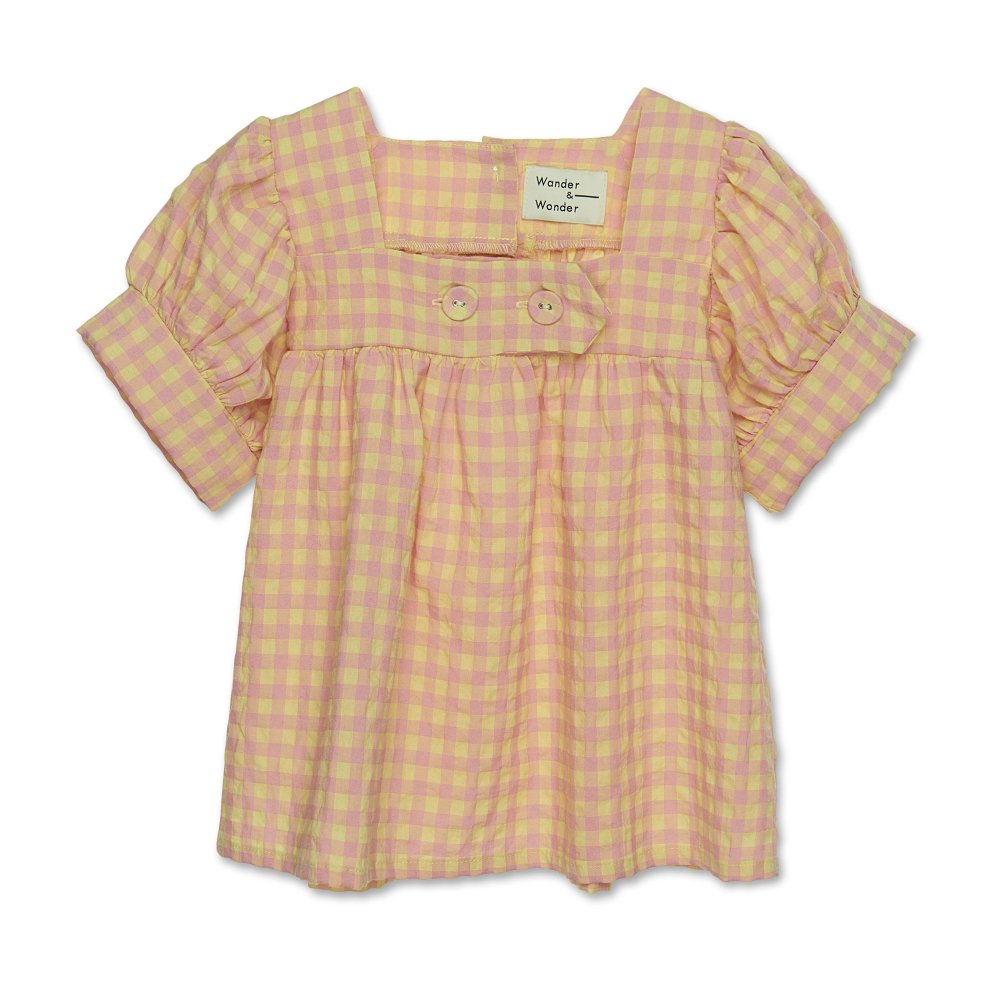 square neck blouse - punch yellow check