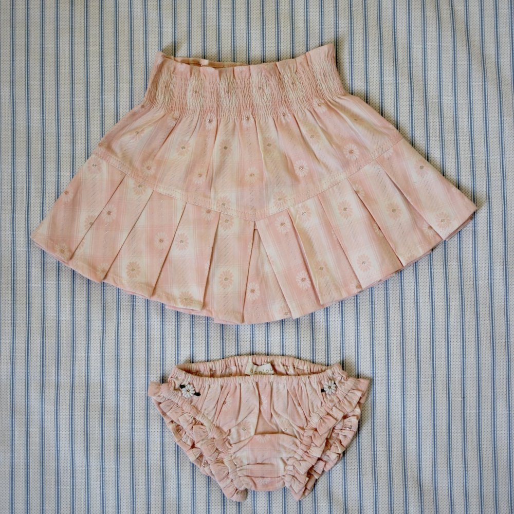 <img class='new_mark_img1' src='https://img.shop-pro.jp/img/new/icons14.gif' style='border:none;display:inline;margin:0px;padding:0px;width:auto;' />set pleated skirt&panty - pink flower jacquard flower check