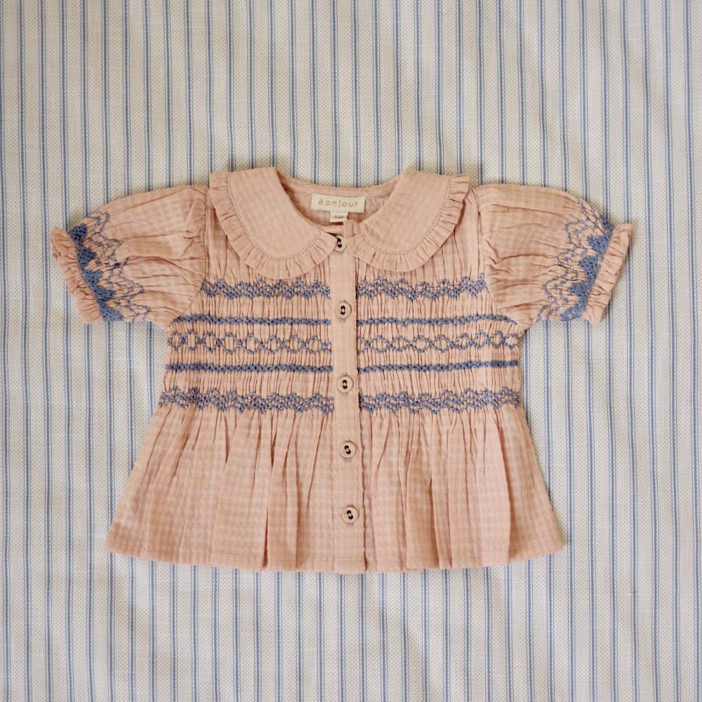 <img class='new_mark_img1' src='https://img.shop-pro.jp/img/new/icons14.gif' style='border:none;display:inline;margin:0px;padding:0px;width:auto;' />baby kids handsmock blouse - light pink organic check voile