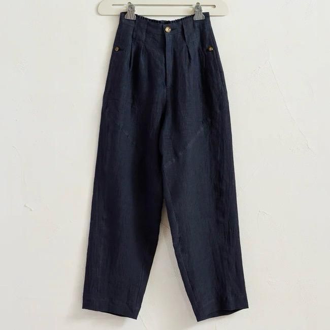 <img class='new_mark_img1' src='https://img.shop-pro.jp/img/new/icons20.gif' style='border:none;display:inline;margin:0px;padding:0px;width:auto;' />linen tapered pants- black - 30%off