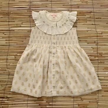 bonjour diary tunic 4y ホワイト×刺繍 LILI et NENE キッズ BONJOUR 2024SS KIDS TUNIQUE Denim 8A