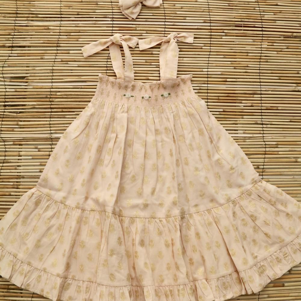 <img class='new_mark_img1' src='https://img.shop-pro.jp/img/new/icons14.gif' style='border:none;display:inline;margin:0px;padding:0px;width:auto;' />skirt dress + hairclip  - flower lurex light pink chanderi