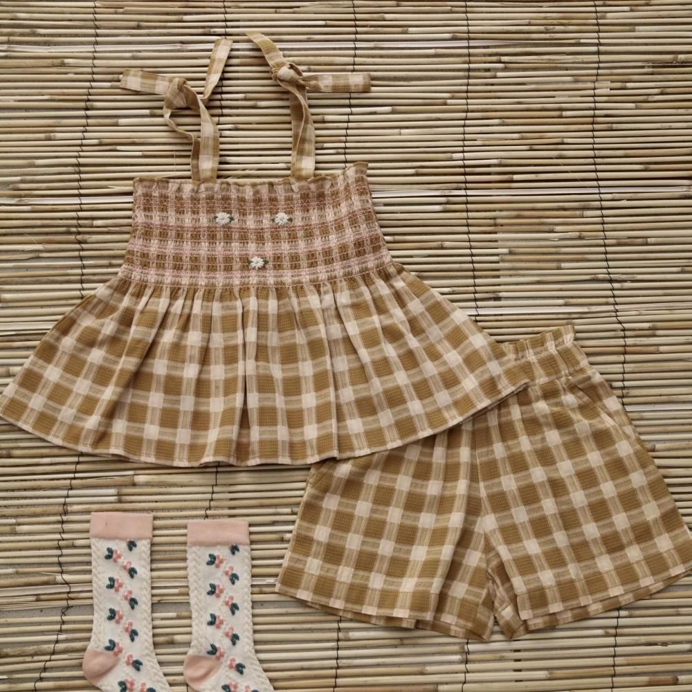 <img class='new_mark_img1' src='https://img.shop-pro.jp/img/new/icons14.gif' style='border:none;display:inline;margin:0px;padding:0px;width:auto;' />5/8 22:00 ȯ䳫ϡset short pants - caramel honeycomb check