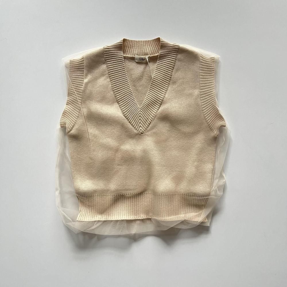 <img class='new_mark_img1' src='https://img.shop-pro.jp/img/new/icons14.gif' style='border:none;display:inline;margin:0px;padding:0px;width:auto;' />tulle knit vest - ivory